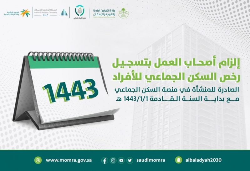 الشؤون البلدية: إلزام هذه المنشآت برخصة سكن جماعي للأفراد 3 الشؤون البلدية: إلزام هذه المنشآت برخصة سكن جماعي للأفراد - المواطن
